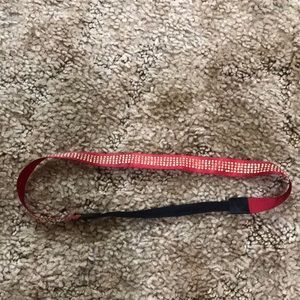 Red ribbon, gold stud headband